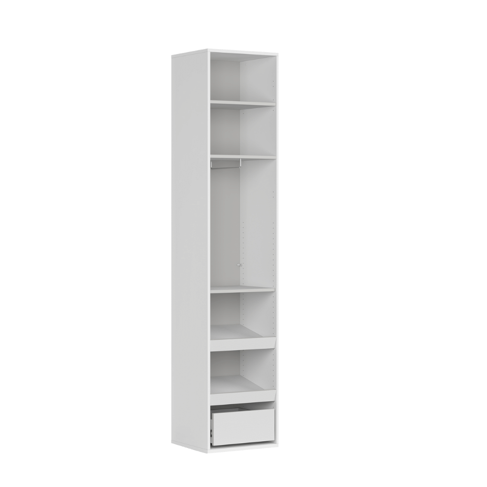 Flex drawers for hinged wardrobe