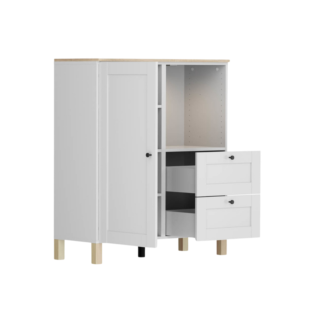 Modeo chest of drawers 100 cm with a door, 2 drawers and a white shelf