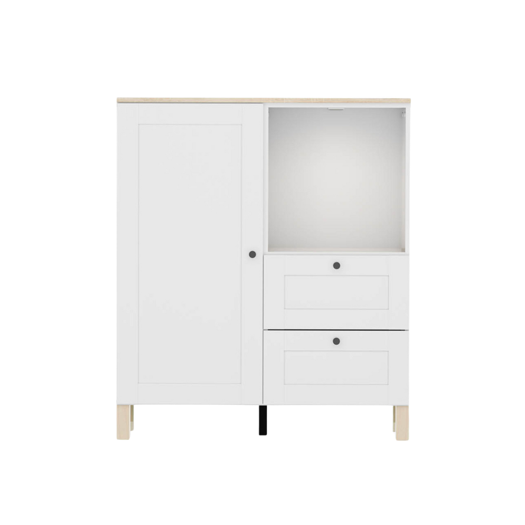Modeo chest of drawers 100 cm with a door, 2 drawers and a white shelf
