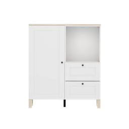 [S499-KOM/100/100/40_1A-BI/BI-BC-KPL01] Modeo chest of drawers 100 cm with a door, 2 drawers and a white shelf